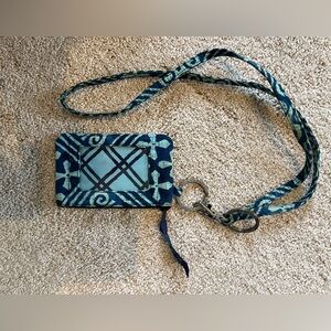 Blue Patterned Lanyard Wallet